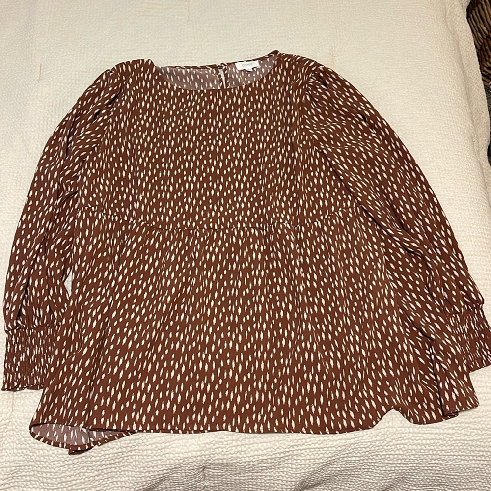 Oddy LIKE NEW brown and white top✨